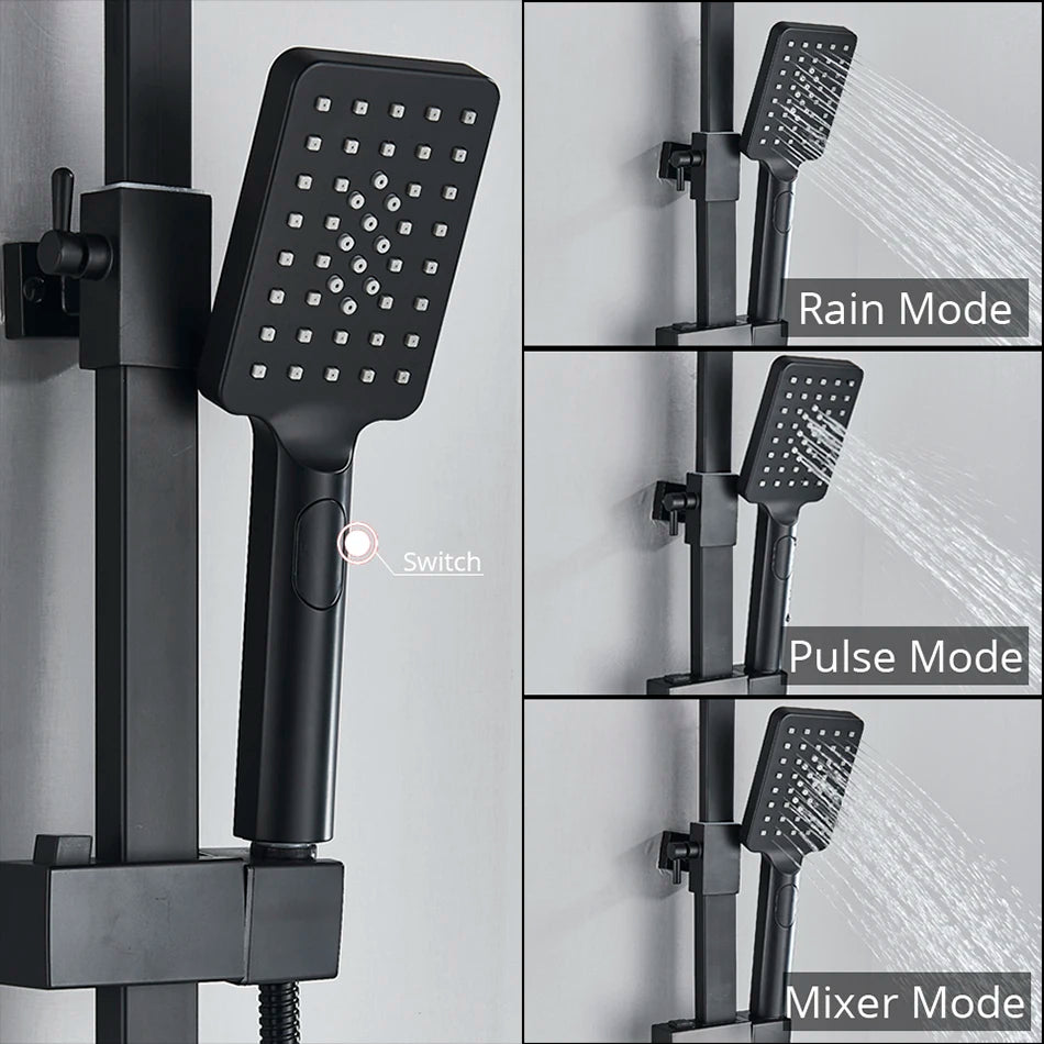 Bath Thermostatic Digital Display Shower Faucet Rain Shower
