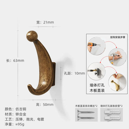 Yutoko Hook Moon Antique Wall Hanging Clothes Hook