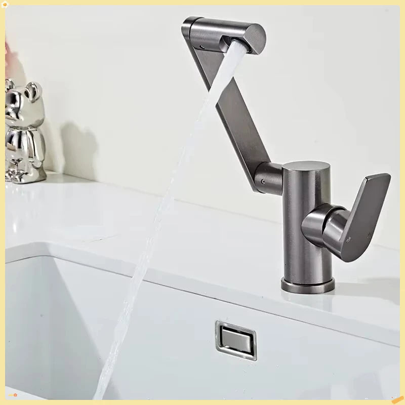 Grey Aluminum Bathroom Basin Faucet 360 Swivel Washbasin