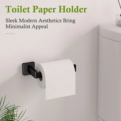 Bathroom Matte Black Wall Shelf Toilet Roll Paper