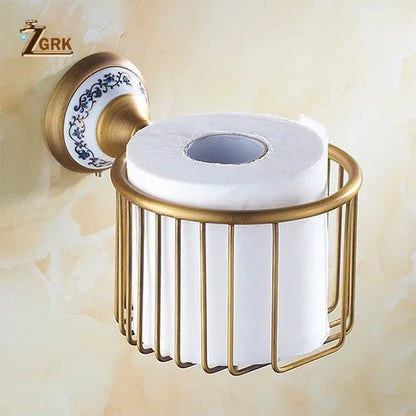 Zgrk Antique Bathroom Carved Brass Hardware Wall Mounted