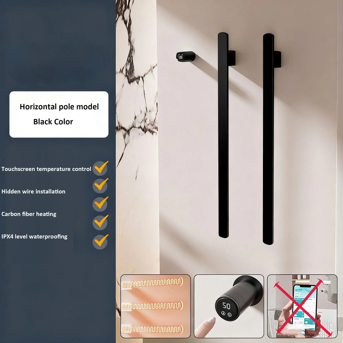 Intelligent Electric Heating Towel Rack Invisible Installation