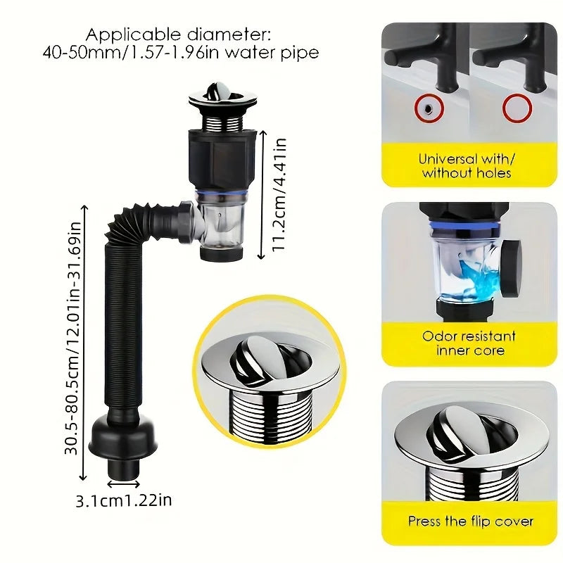 Black Bounce Drain Universal Horizontal/Vertical Drain Pipe Wash