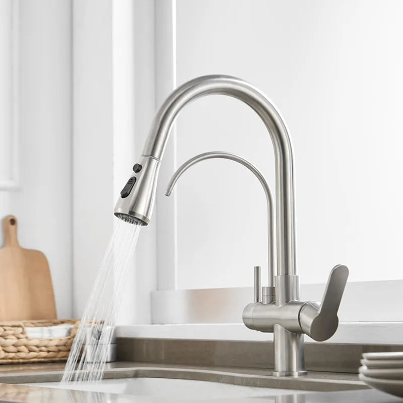 White Filter Pull Out Sink Mixer Faucets Quality