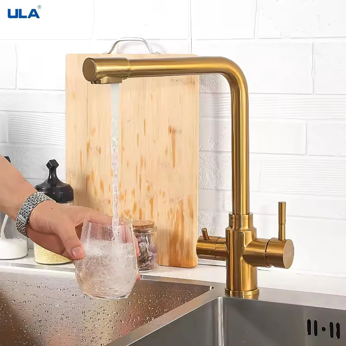 Ula Filtered Faucet Gold Purifier Faucet Dual Sprayer