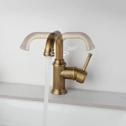 Kemaidi Antique Brass Handle Bathroom Faucets Mixer Tap