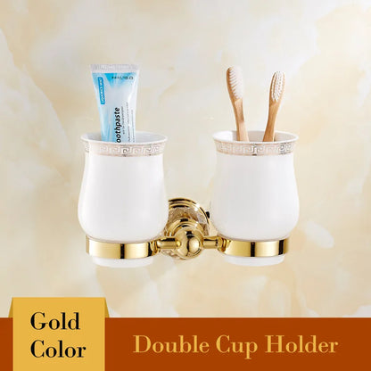 Shower Shelf Toilet Paper Holder Golden Crystal Wall