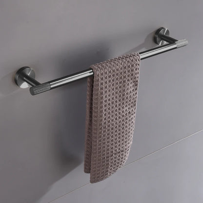 Grey Bathroom Hardware Kit Stainless Steel Round Wall