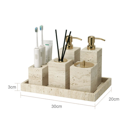 Travertine Bathroom Luxury Soap Dish Soap Dispenser Tissue