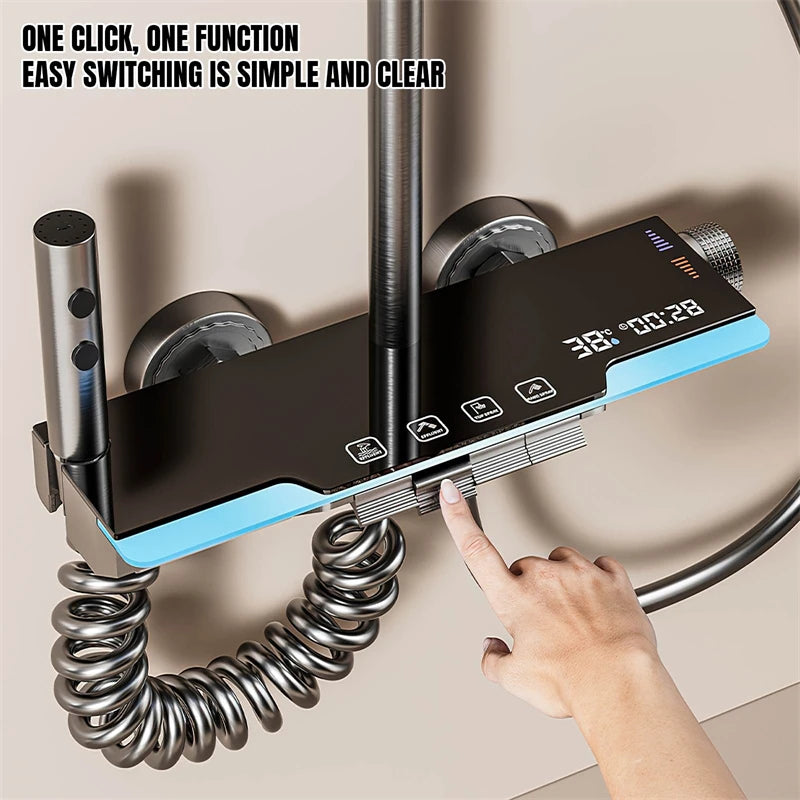 Gray Piano Keys Bathroom Shower Faucet Multiple Water