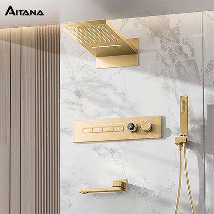 Modern Brushed Gold Brass Led Digital Ceiling Embedded