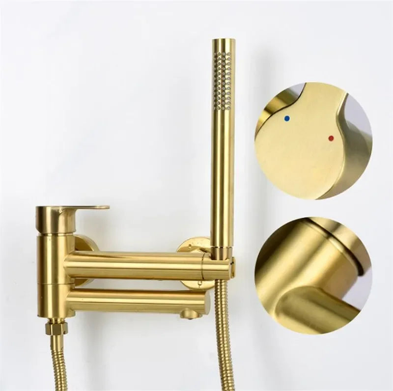 Bathtub Shower Wall Mounted Brushed Gold Rotatable Bidet
