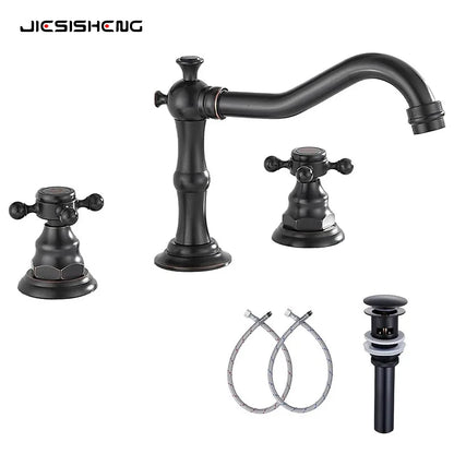 Widespread Bathroom Sink Faucet Hole Deck Mounted Dual