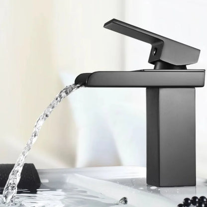 Modern Black Stainless Steel High-Low Spout Waterfall Faucet