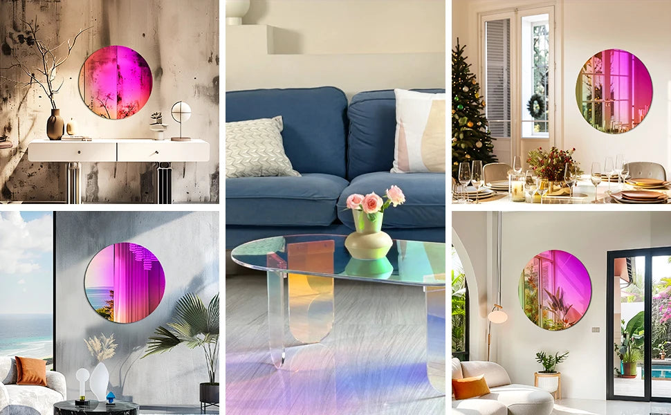 Wall Mirror Colorful Gradients Decor 26 Round Mirror