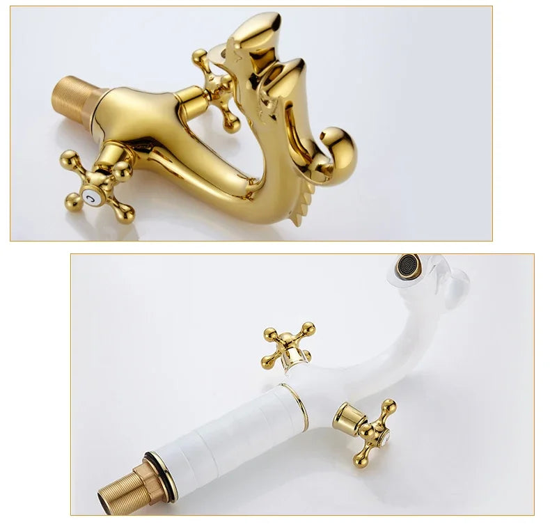 Zgrk Chinese Dragon Basin Faucet Bathroom Deck Mounted