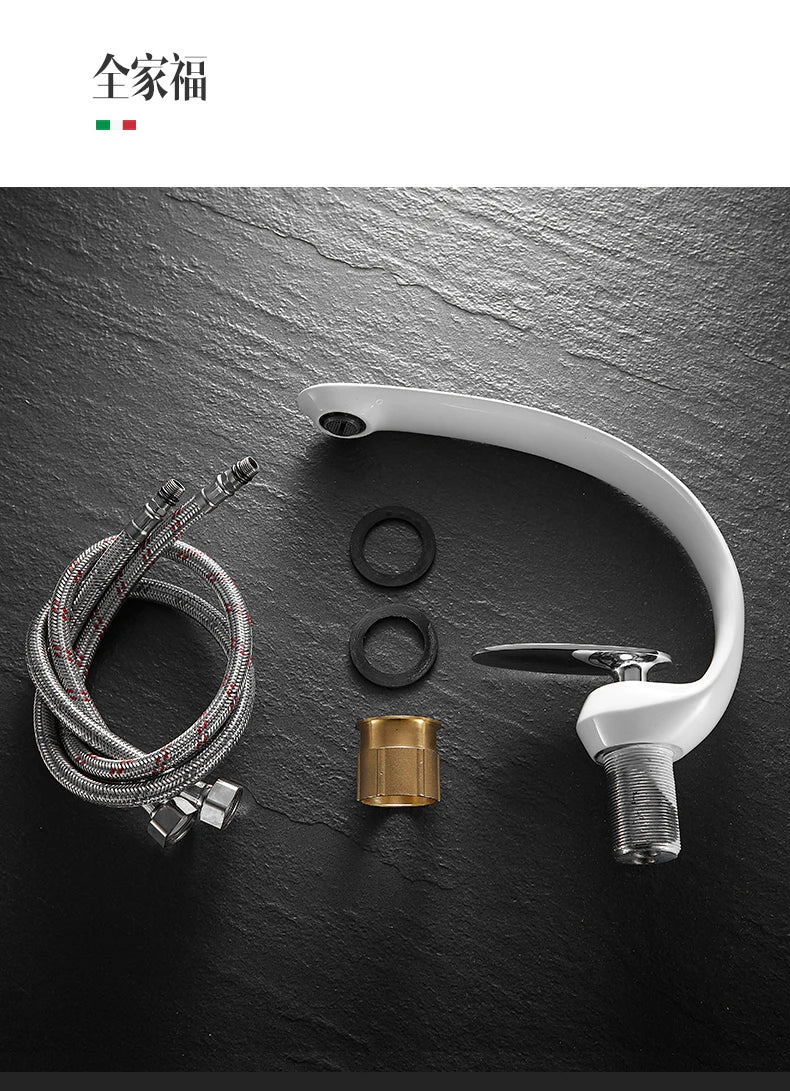 Creative Bathroom Sink Faucet Tap White Brass Wash