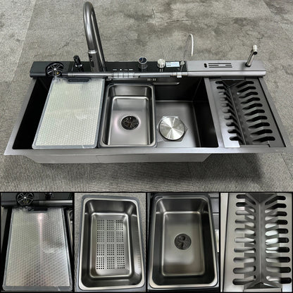 Stainless Steel Waterfall Sink Scratch Durable Resistant Large