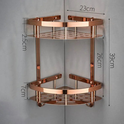 Bathroom Shelf Rose Gold Corner Shelf Shampoo Brass