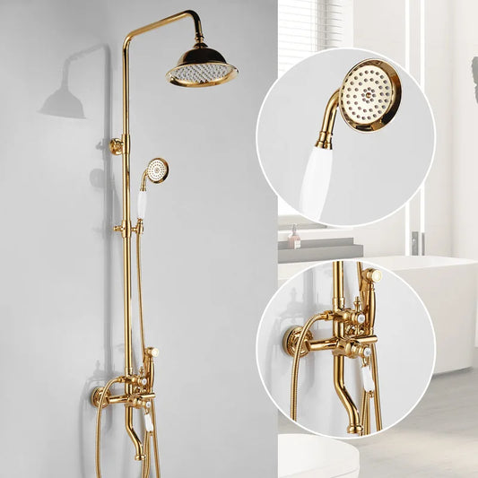 Vintage Shower System Brass Lightweight Luxury Gold Shower