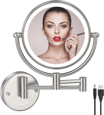 Rose Gold Touch On Led Folding Bathroom Mirror
