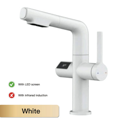Light Luxury Gun Gray Brass Faucet Digital Display