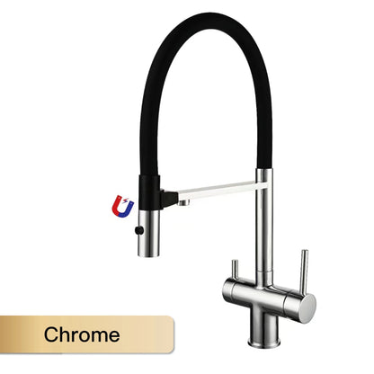 Modern Brushed Gold Brass Faucet Water Filtration Design