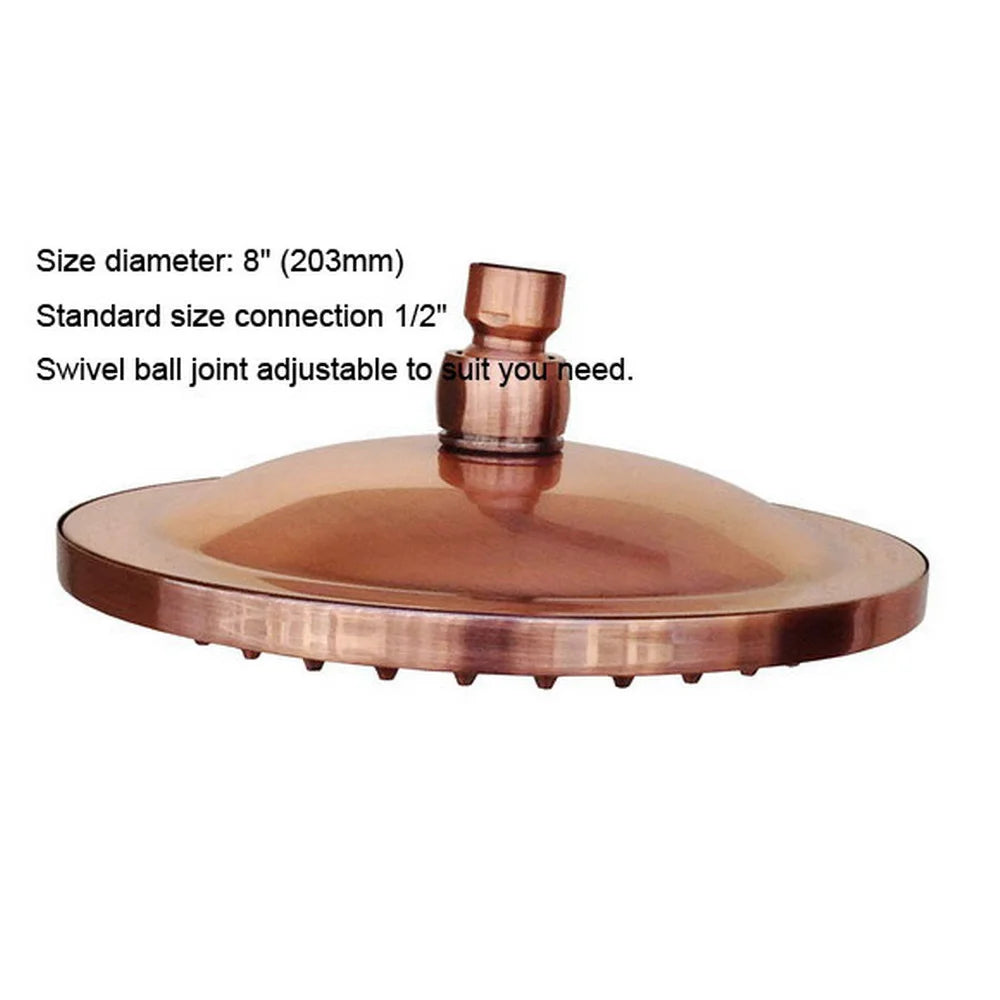 Inch Round Antique Red Copper Bathroom Rain Shower