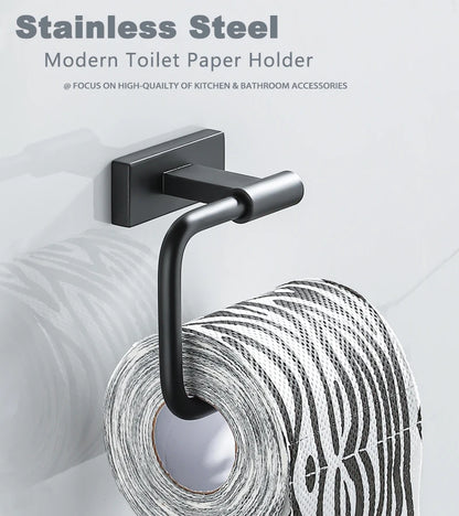 Black Stainless Steel Toilet Paper Holder Wall Mounted