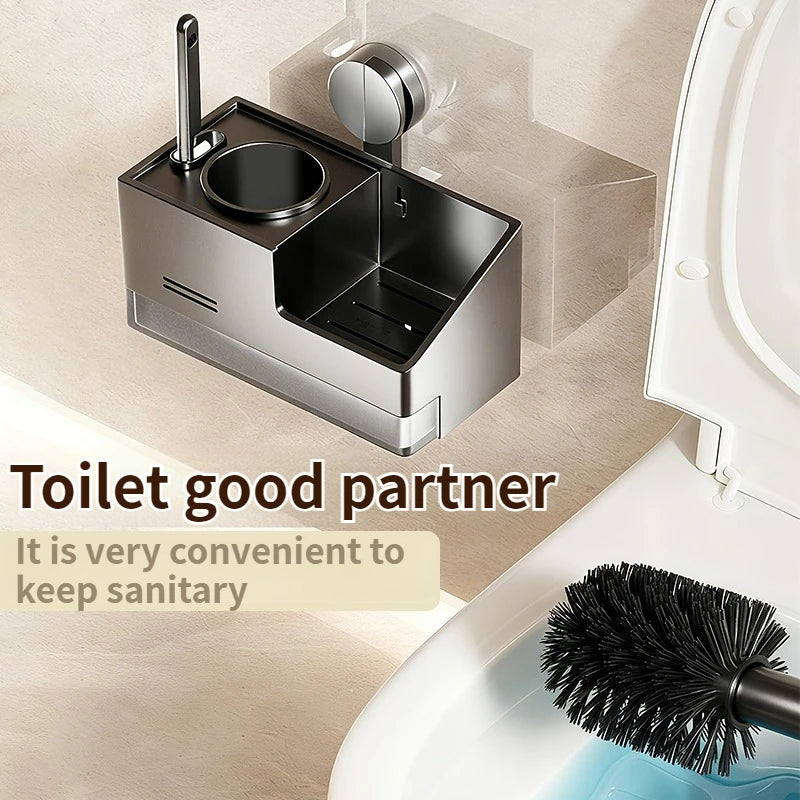 Suction Cup Toilet Brush No Punching Wall Mounted