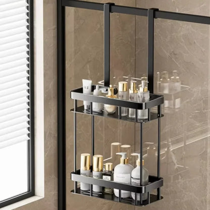 1pc 2-Tier Hanging Shower Caddy Over Door Bathroom