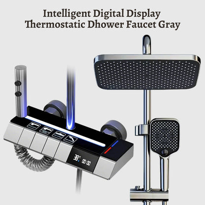 Digital Display Shower Faucet Modern Style Rainfall Bathroom