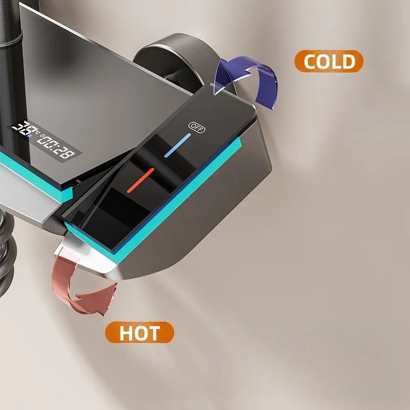 Digital Display Shower Bathroom Rainfall Wall Mounted Way