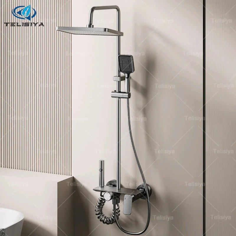 Bathroom Shower System Cold Water Rotary Knob Pressurize