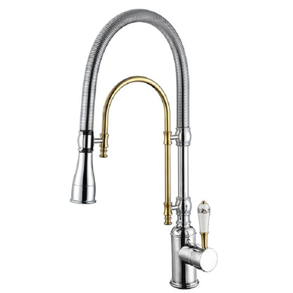 Brushed Gold Pull Out Faucet Sink Mixer 360