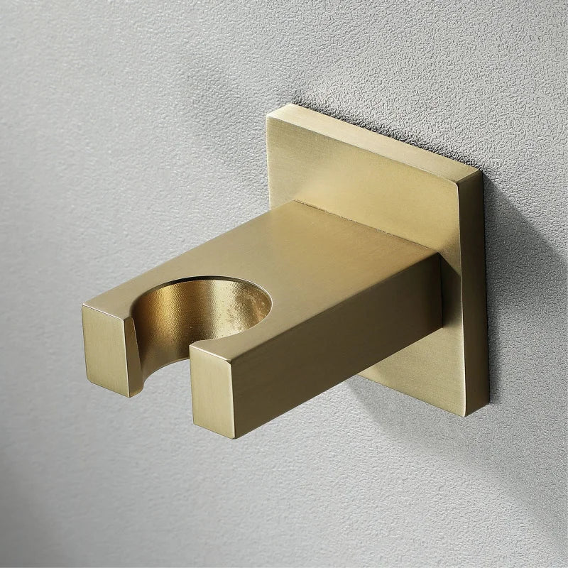 Wall-Mounted Shower Base Chrome Black Gold Square Hand-Held
