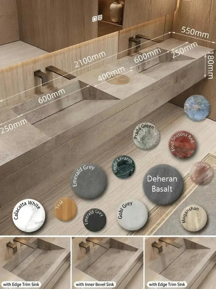 Any Size Custom Marble Seamless Stone Vanity Customizable