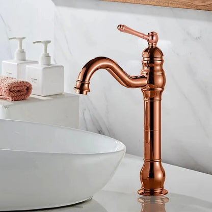 Antique Brass Basin Faucet 360 Rotation Handle Deck