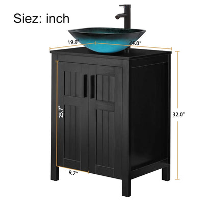 Black 24 Bathroom Vanity Sink Combo Modern Vanity