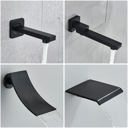 Black Concealed Shower System Rain Waterfall Bathroom Embedded