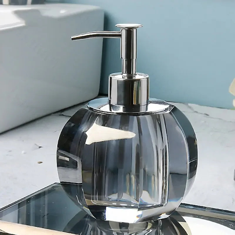 Light Luxury Crystal Glass Bathroom Lotion Bottle Transparent