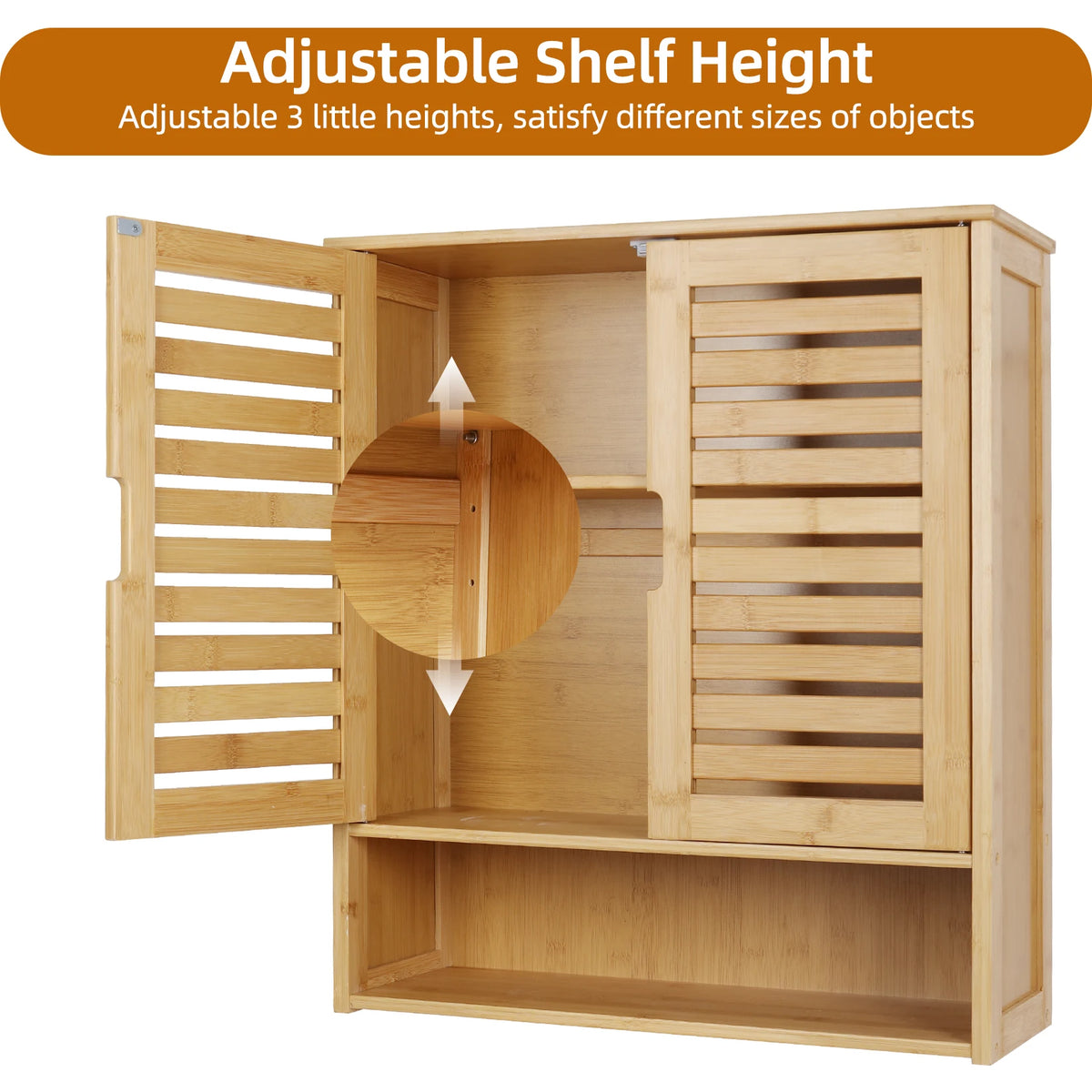 Wall Mounted Bamboo Bathroom Cabinet Storage Shelf Medicine