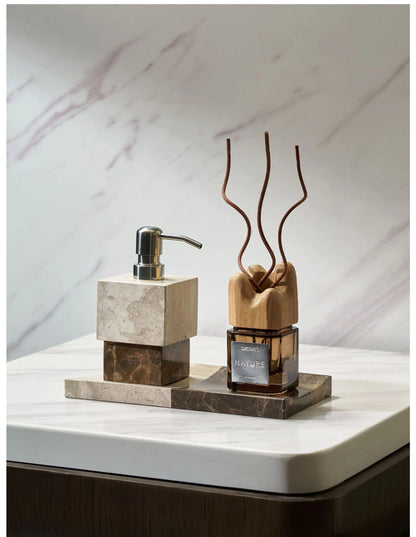 Nordic Color-Blocked Marble Lotion Bottle Aromatherapy Tray