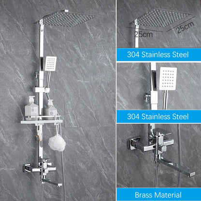Luxury Rainfall Shower Height Adjustable 15cm Spout Bathroom