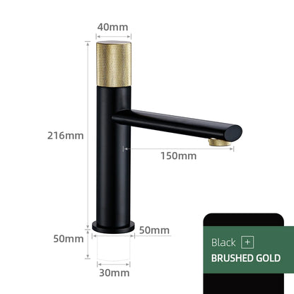 Knurled Faucet Brushed Gold Basin Faucet Bathroom Taps
