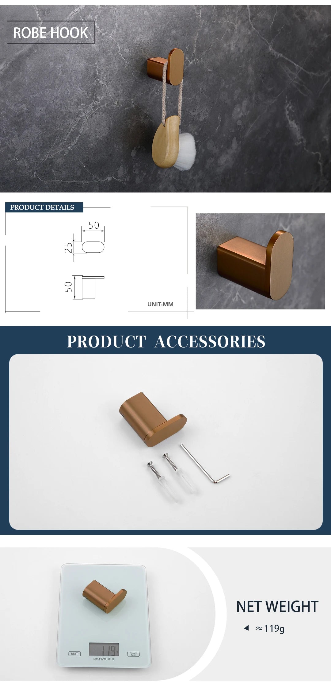 Brushed Rose Gold Toilet Paper Holder Towel Bar