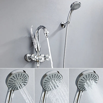 Ellen Bathtub Faucet Gold Swan Hand Shower Wall