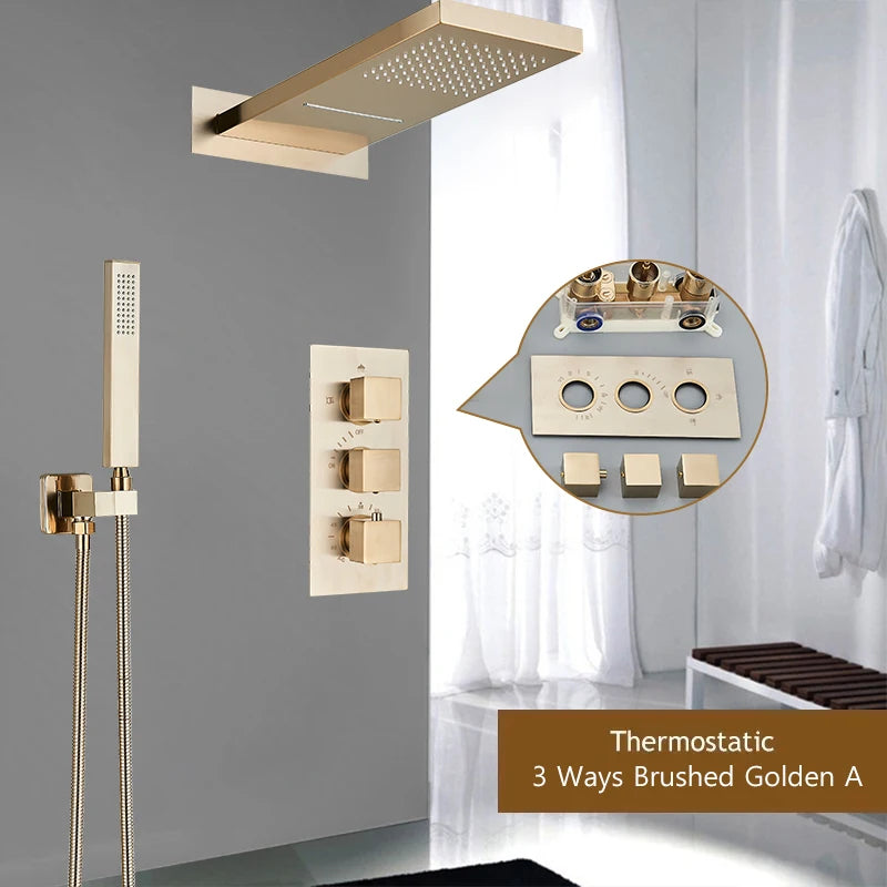 Thermostatic Shower Syste Waterfall Shower Faucet Concealed