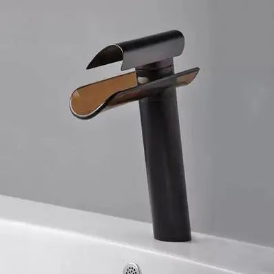 Langyo Chrome Bathroom Vanity Basin Glass Waterfall Spout