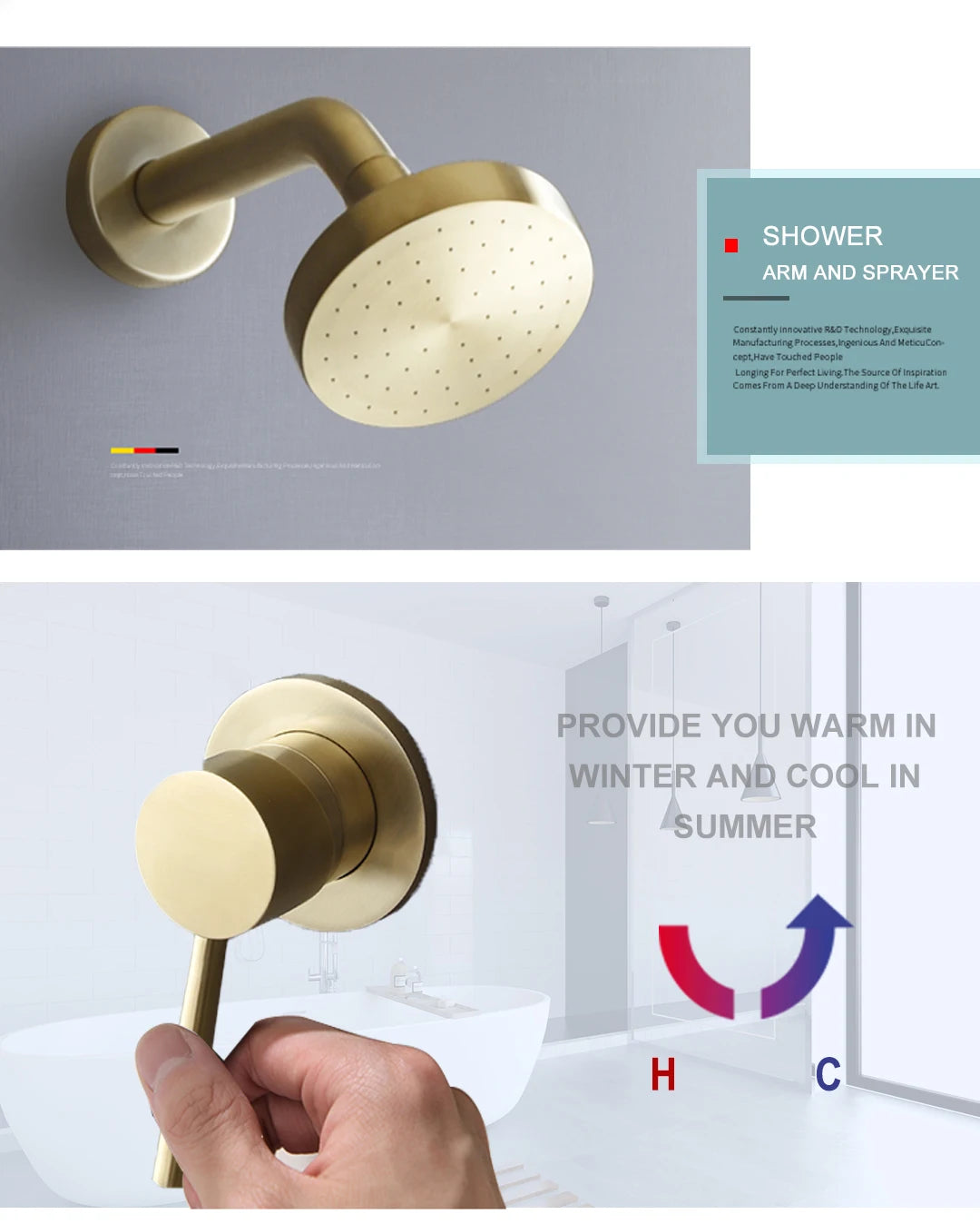 Shower Faucet System Stainless Steel Head Shower Wall